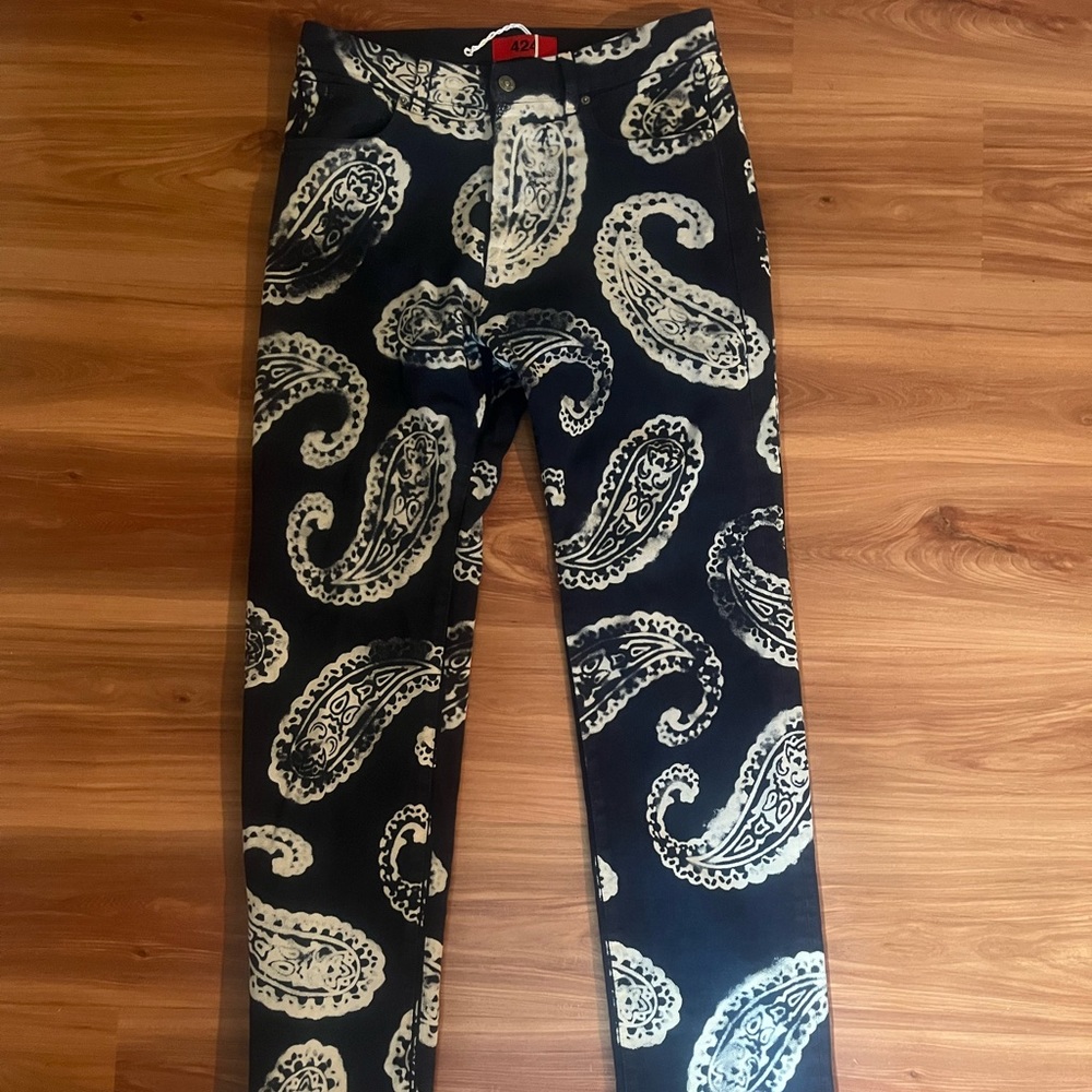 424 on Fairfax blue paisley denim